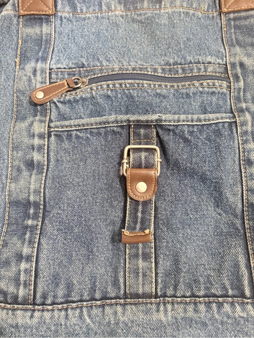 Blue Denim Tote Bag with Front Pocket